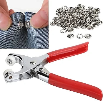 Plier Press Kit Stainless Steel Tip Button Snap Fastener Set Craft Sewing Hand Tools, Metal Snap Strap Fastener Plier Press Tool Kit Great for DIY Crafts Clothes Hats and Sewing