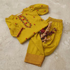 Kids Fitt Girls Mustard Yellow Hand Embroidered Khaddar 2 Piece Suit – Farshi Shalwar