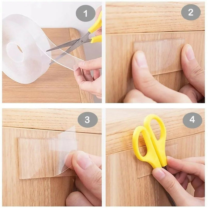 Pack Of 2 Double Sided Tape for Walls Heavy Duty Removable Mounting Tape Strong Adhesive Washable and Reusable Tape Wall Tape for Picture Photo Carpet Decoration Poster Tape Roll