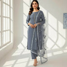Unstitched 3 Piece Collection Katan Silk Plain Shirt & Trouser With Net Dupatta For Women Dress for women