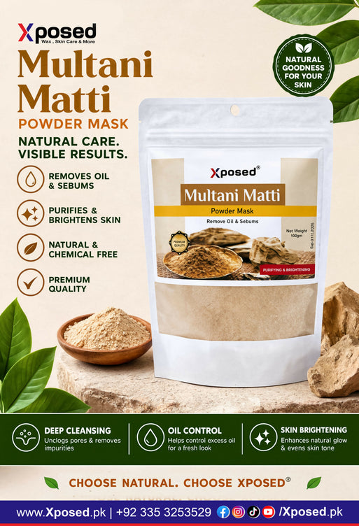 Xposed Multani Mitti Powder Mask (Fuller's Earth) – Natural Face & Hair Care for Oily Skin