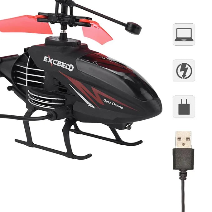 RC Flying Helicopter with Watch Style Motion Sensor Remote 2-in-1