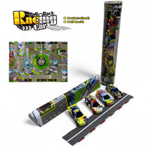 Pack of 4 Racing Power Sports Car Play set Mat - Pull back function
