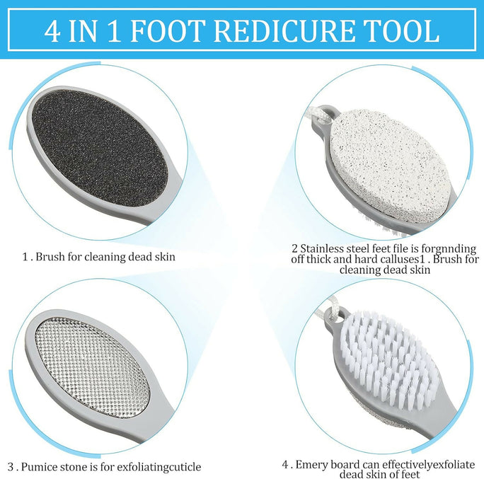 4 in 1 Pedicure Tool Callus Remover Brush – Complete Foot Care Solution