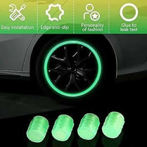 Wheel Tire Rim Air Valve Cap Radium Tyre Air Caps Cover Glow Radium Light Resistant Tire Pressure Caps Universal for Car Truck Motorcycles Bike 4pcs