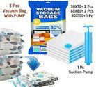 Vacuum Storage Bags 5 Bag And 1 Suction Pump for Travel Space Saver