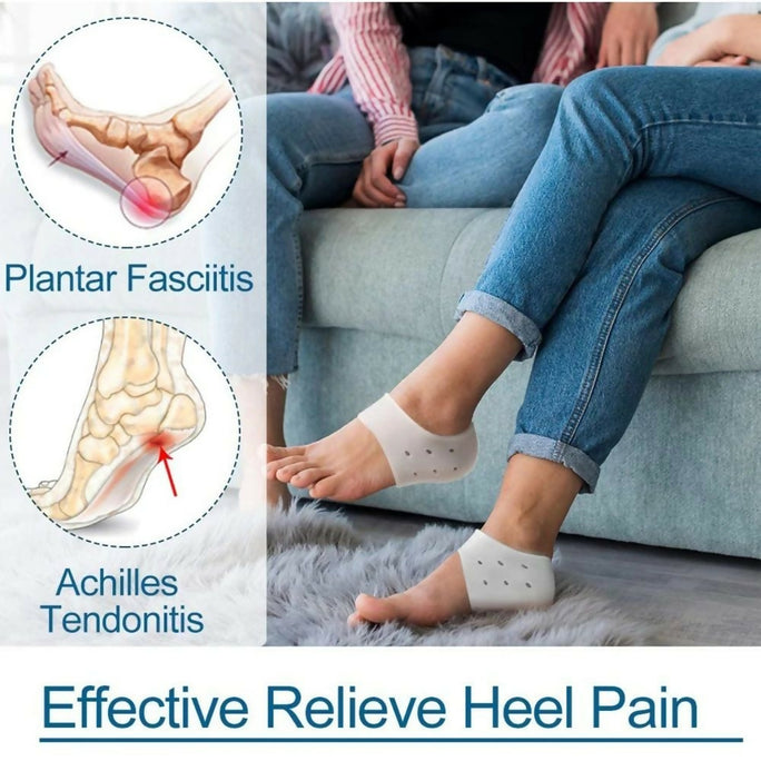 Silicone Heel Pads, Anti Crack Heel Protector, Heel Protectors Set, Silicone Half Heel Anti Crack Covers, Silicone Moisturizing Gel Heel Anti-Crack Socks