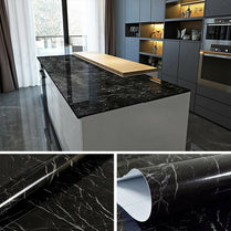 60CMx2M Self Adhesive Black Marble Sheet For Kitchen-Anti Oil And Heat Resistant Wallpaper