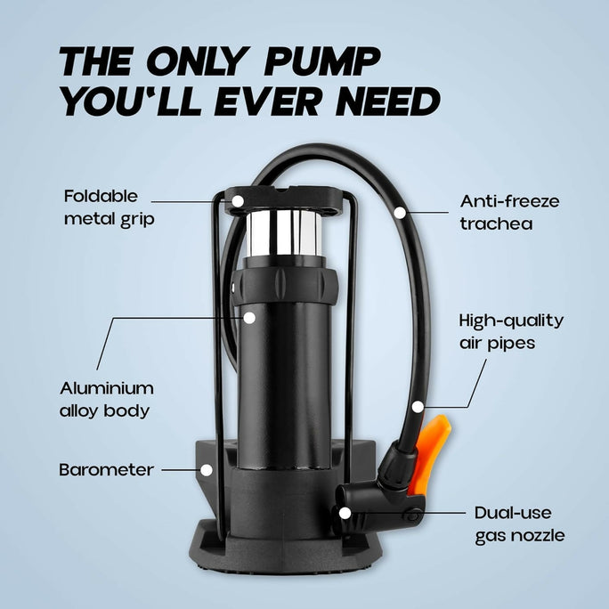 High Pressure Foot Air Pump with Gauge Heavy-Duty Foot Bike Pump for Bicycle Ball Scooter Car Inflatable Toys Mini Pump
