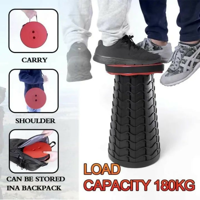 Portable Retractable Folding Stool Chair Latest Smart Outdoor Foldable Collapsible Lightweight Seat Chair Stool for Camping Traveling Picnic Car Easy to Carry Anywhere