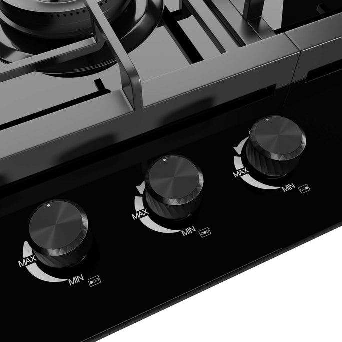 Steeline SL90-313G 3 Burner Tempered Glass Built-In Hob