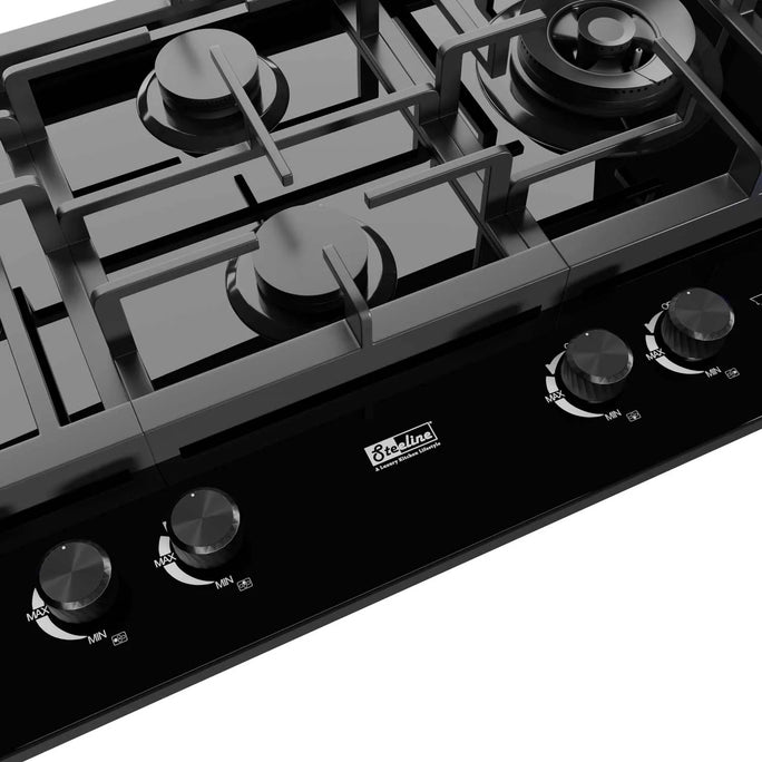 Title: Steeline SL90-401G 4 Burner Tempered Glass Built-In Hob