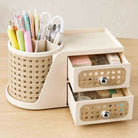 Cosmetic Storage Box Rotating Double Layer Shelf Pen Holder Desktop Organizer