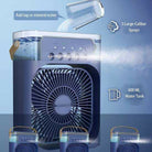 9.5 Inch Portable Air Conditioner Fan Usb Electric Fan With Led Night Light, Fine Mist Water, And Humidifier Function | Led Night Light Water Mist Mini Fan Cooler