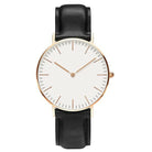 Black DW Leather Strap Men Wrist Watch Analog Brown Leather Luxury Wrist Watch Stainless Steel Smart Watch Leather Straps