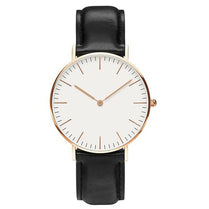 Black DW Leather Strap Men Wrist Watch Analog Brown Leather Luxury Wrist Watch Stainless Steel Smart Watch Leather Straps