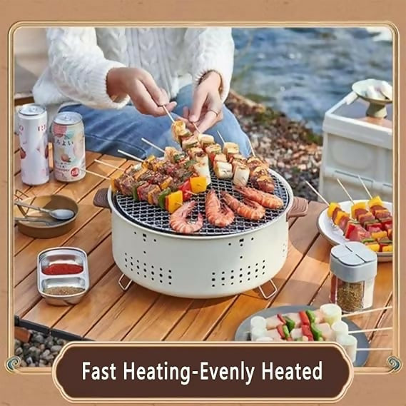 Charcoal Barbecue Grill Portable Camping Grill Stove Tabletop Smoker