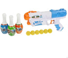 2-in-1 Bowling & Water Shooting Gun – Magic Blaster Toy Gun with Soft Foam Balls, Bullets, Bowling Pins & Water Spray for Kids