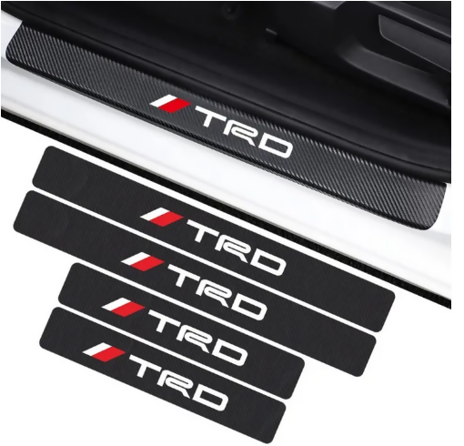 4 PCS Car Styling TRD Emblem Car Door Sill Protector 3D Carbon Fiber Scuff Protective Door Sill Cover Panel Sticker, Car Stickers, Stickers for Car