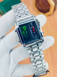 Luxury Gold Dual Display Men's Watch | Analog + Digital LED | Stainless Steel