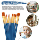 10 x Multi Shapes Artist Paint Brush Set Watercolour Acrylic Nylon Hair Oil & Poster Painting Supply
