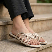 Milli Legacy 4502 Textured Braided Flat Slippers For Women