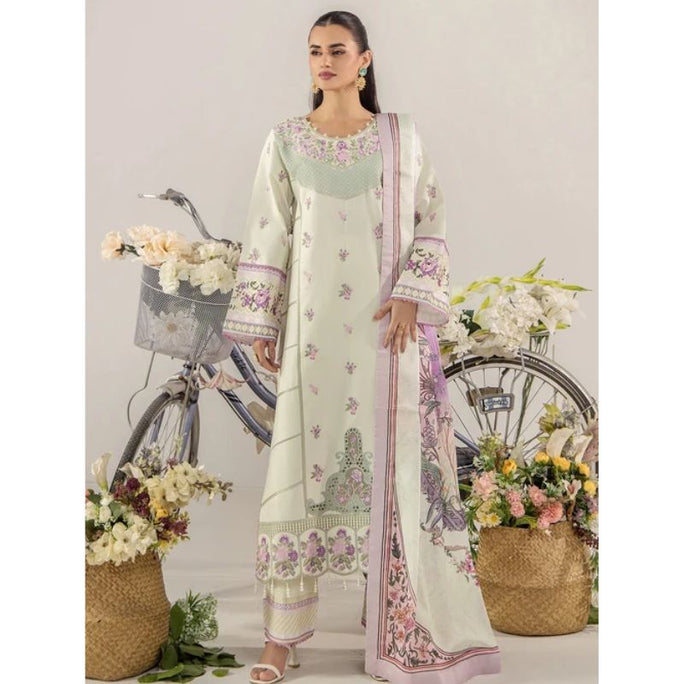 Sara Jahan SJ-1088 Breeze Lawn 26 Lawn Tea Green 3Pc Suit