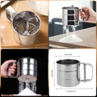 Stainless Steel Mesh Net Flour Sifting Powder Sifter Sieve Strainer Cake Baking Decorator Kitchen