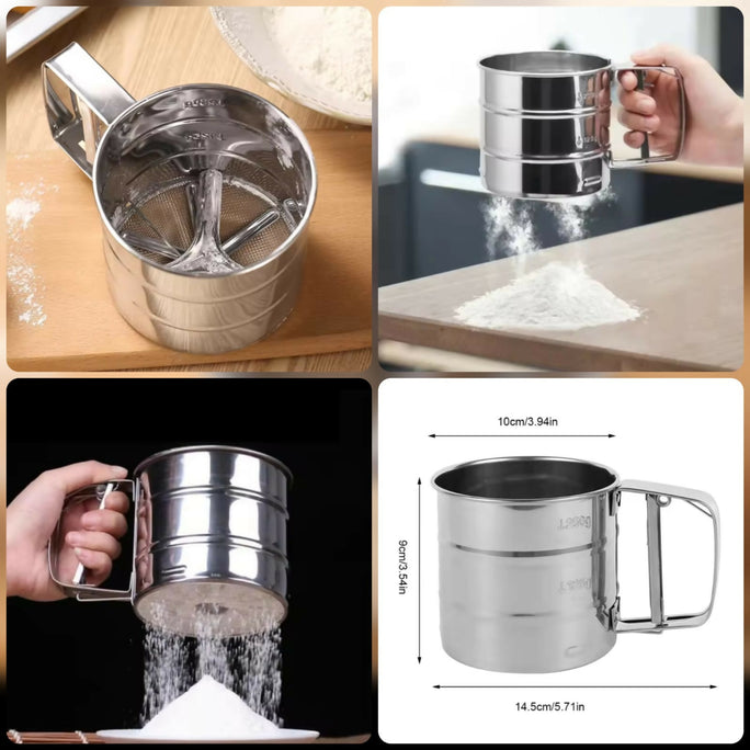 Stainless Steel Mesh Net Flour Sifting Powder Sifter Sieve Strainer Cake Baking Decorator Kitchen