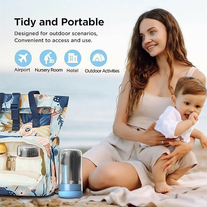 6-in-1 Travel Baby Bottle Washer Kit with Liquid Silicone Brushes