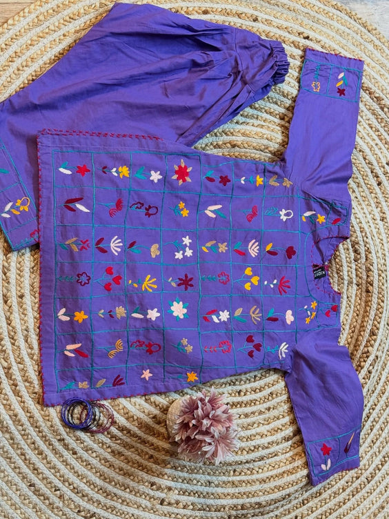 Kids Fitt Girls Purple Hand Embroidered Khaddar 2 Piece Suit – Farshi Shalwar