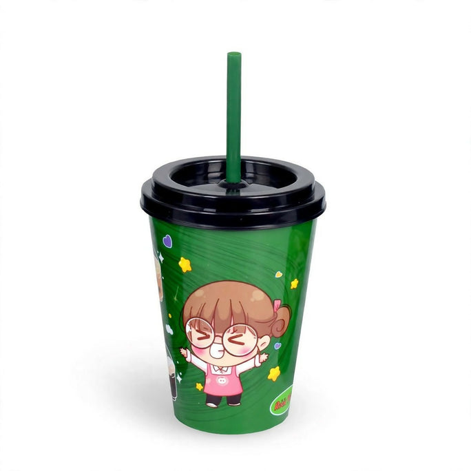 Prince Ware Cool Glass - Kids Tumbler Glass with Straw (Pack of 2)