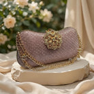 Milli Legacy Glitter Clutch Bag With Vintage Rhinestone Brooch