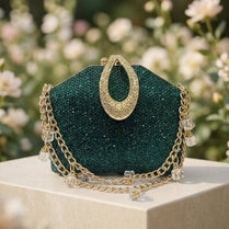 Milli Legacy Luxury Beaded Geometric Clutch With Teardrop Rhinestone Clasp
