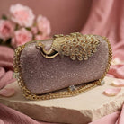 Milli Legacy Luxury Shimmering Evening Clutch With Royal Peacock Clasp
