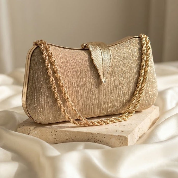 Milli Legacy Chic Rose Gold Shimmer Evening Clutch