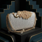 Milli Legacy Luxury Shimmering Evening Clutch With Royal Peacock Clasp