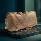 Milli legacy Elegant Wave Pattern Shimmer Clutch