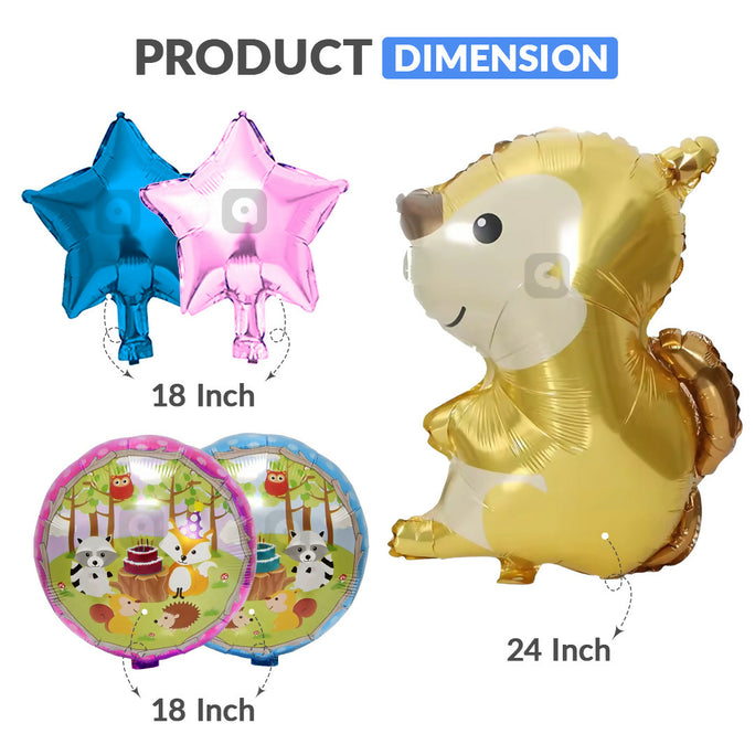 5 Pcs Squirrel Theme Foil Balloon Set – Kids Birthday Party Decoration