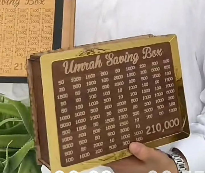 Umrah Savings Box 280 Days Wooden Money Saving Jar for Hajj Umrah Islamic Halal Savings Plan Daily Pilgrimage Tracker Gift for Muslims Eid Ramadan Savings Box