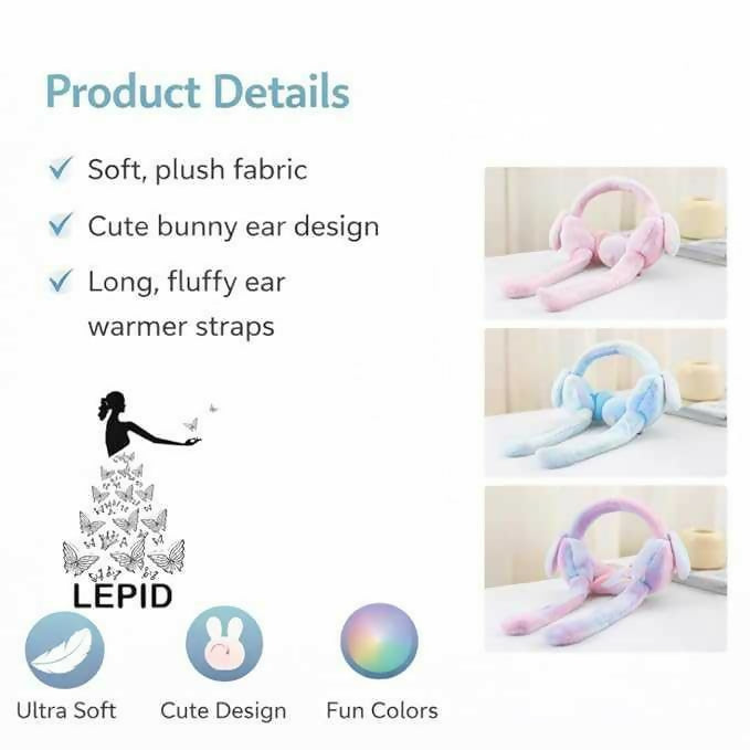 Cute Rabbit Earmuffs for Girls – Soft Plush Winter Ear Warmers