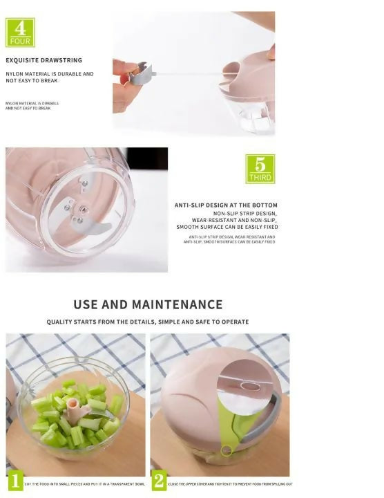 5 Blades Manual Vegetable Chopper Cutter Hand Pull Food Chopper