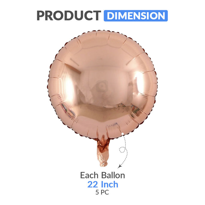 5 Pcs Rose Gold Orbz Theme Foil Balloon Set – Kids Birthday Party Decoration