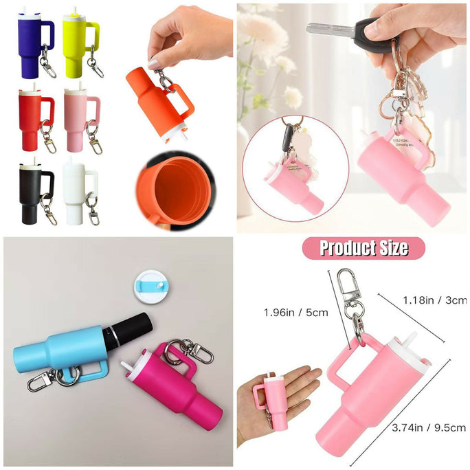 Mini Keychain Stanley Style Tumbler With Mini Storage inside
