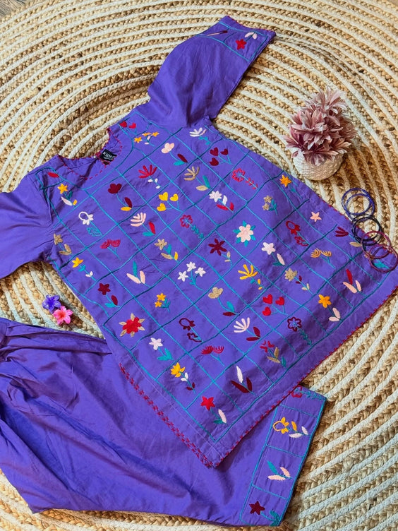 Kids Fitt Girls Purple Hand Embroidered Khaddar 2 Piece Suit – Farshi Shalwar