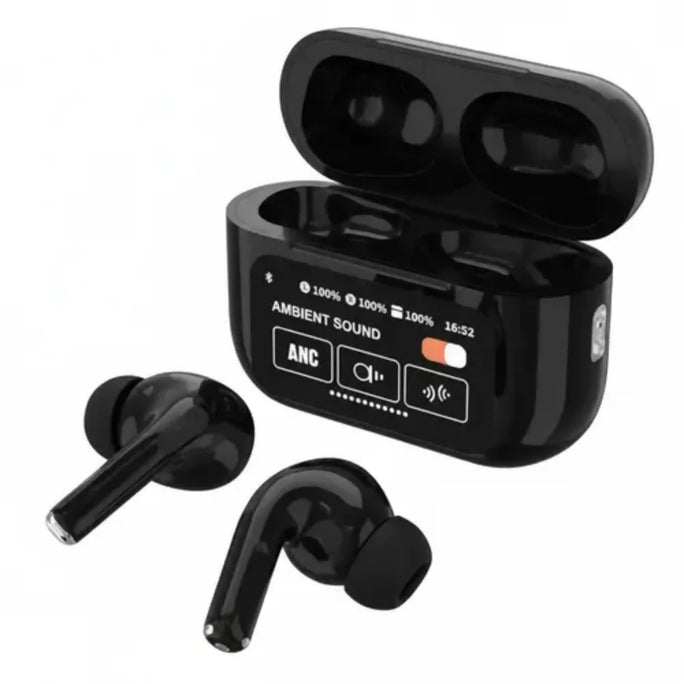 A9 Pro High Quality Sound, ENC Noise Reduction Wireless AirPods With Smart Touch Screen Control Black