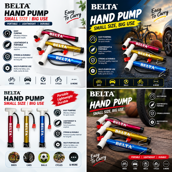 Portable Hand Pump – Mini Air Pump for Bike, Car, Football & Cycle | Lightweight Aluminum Body