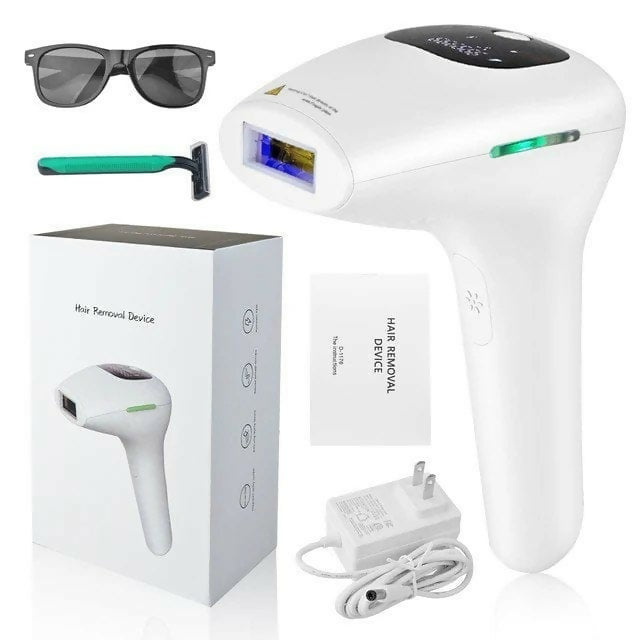 IPL Laser Hair Removal Device for Women & Men – Permanent Hair Reduction with Safety Glasses & Razor