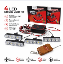 4 LED Strobe Light Kit Remote Control White Light 16 Flash Modes Universal Car Bike Decorative Flash Light