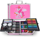StationeryWorld 145-Piece Art Set with Colours, Paints, Crayons in Pink Briefcase Organiser